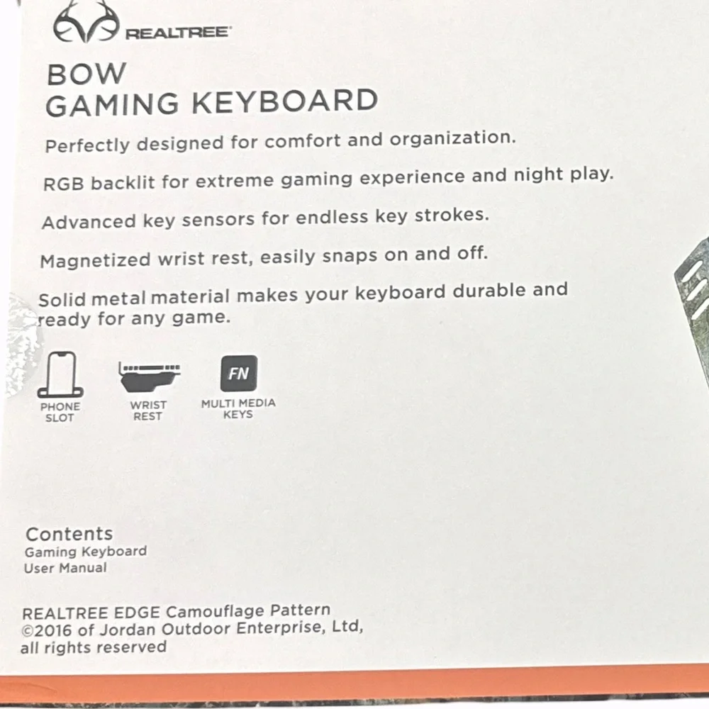 RealTree Bow Gaming Keyboard Wrist Rest, Phone Slot, RGB Backlight NEW IN BOX